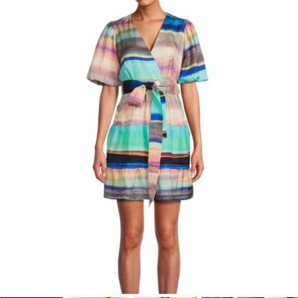 Colorful Striped Wrap Dress